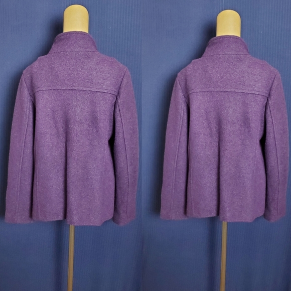 Lands'end Wool Blend Zip Up Coat Size 12 Purple Women's  Lined With Collar - Picture 2 of 8